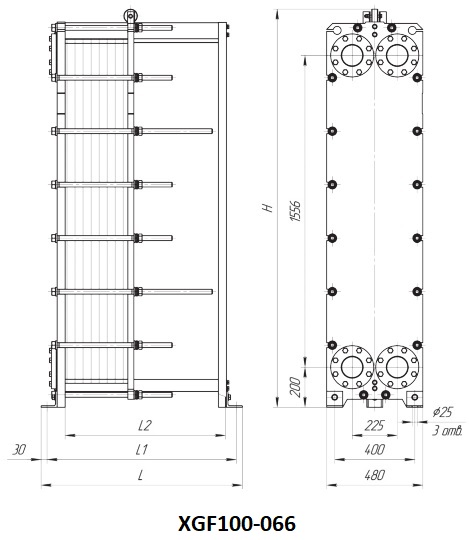 Пластинчатый теплообменник Ридан XGF100 4 Пластинчатый теплообменник Ридан XGF100